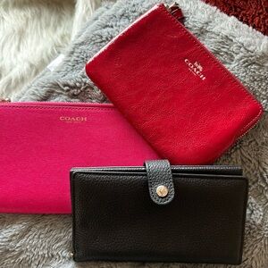 Coach Red, Black, and Pink Leather Wallet Collection (3-4-1)